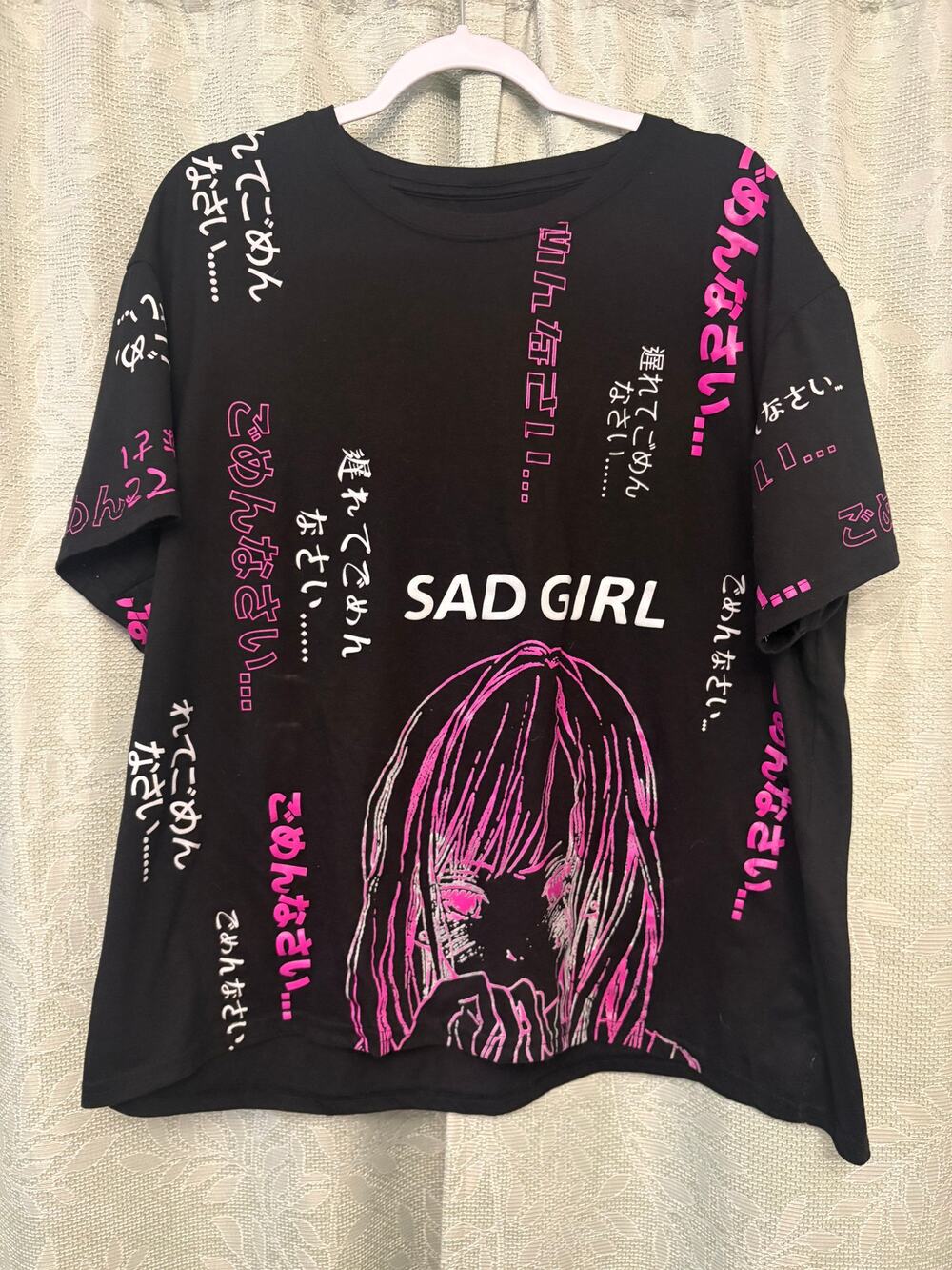 Sad Girl Graphic Japanese Anime-Style T-Shirt